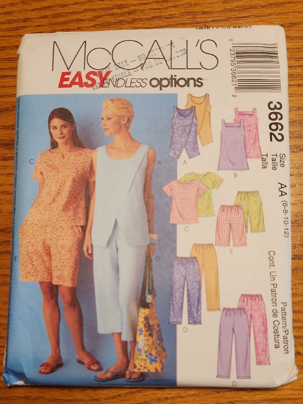 Women's Easy Endless Options Cropped Pants And Tops Pattern Uncut Size 6-12